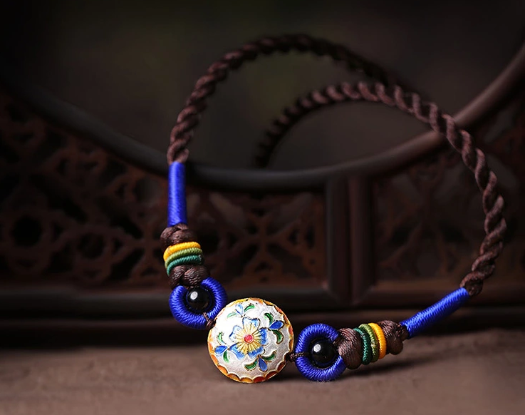 簡約景泰藍項鏈藍色鎖骨鏈復古首飾