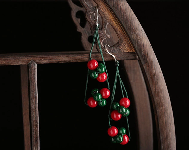 盛夏之果耳環(huán)，紅綠復古耳墜首飾