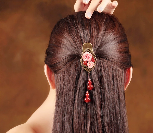 媚香粉貝雕花時尚家佳樂文學(xué)發(fā)夾頭飾