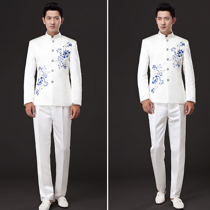 家佳樂文學(xué)刺繡立領(lǐng)中山裝