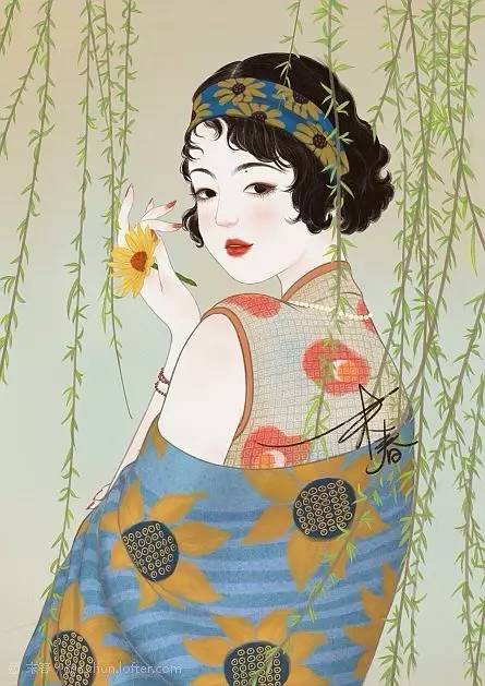 獨特中國美，最美插畫，膚如凝脂珠圓玉潤民國