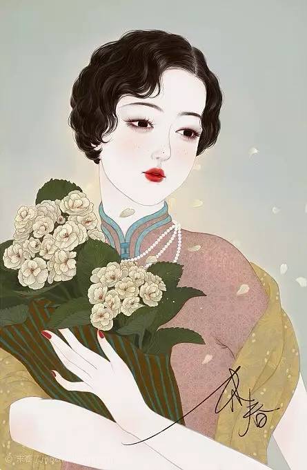 獨特中國美，最美插畫，膚如凝脂珠圓玉潤民國