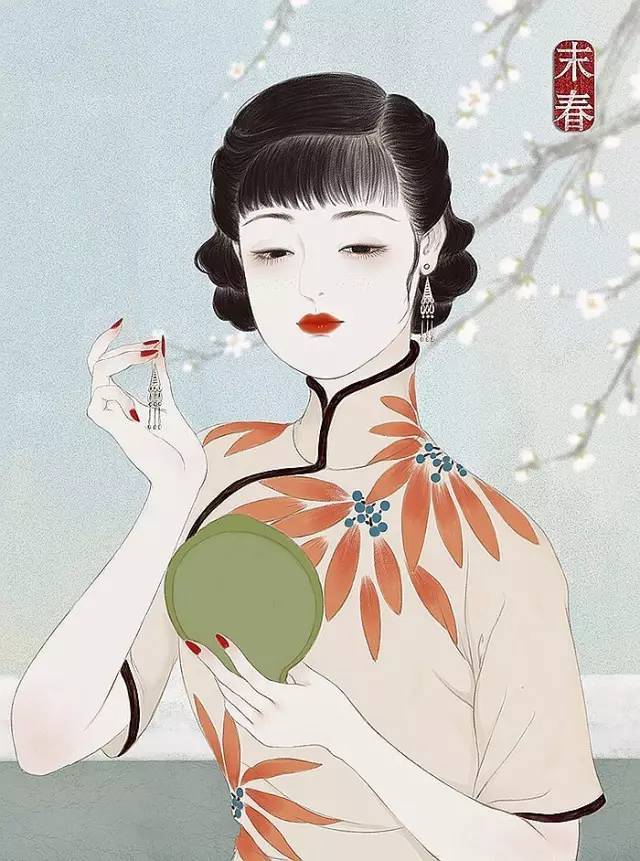獨(dú)特中國美，最美插畫，膚如凝脂珠圓玉潤民國