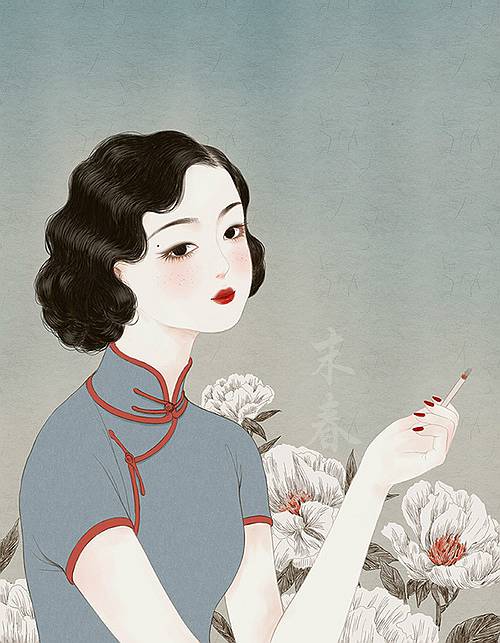 獨(dú)特中國美，最美插畫，膚如凝脂珠圓玉潤民國