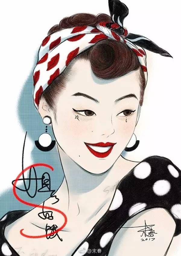 獨(dú)特中國美，最美插畫，膚如凝脂珠圓玉潤民國