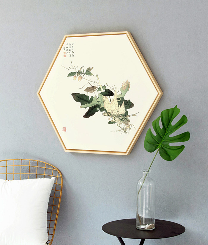 中式禪意創(chuàng)意六邊形裝飾畫(huà)