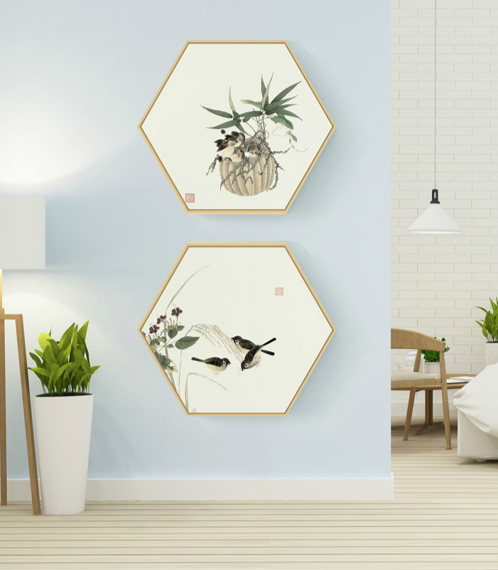 中式禪意創(chuàng)意六邊形裝飾畫(huà)