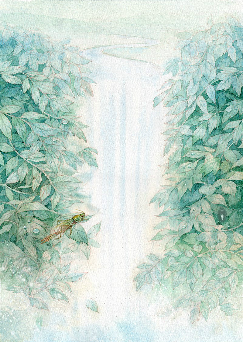 清新唯美手繪水彩插畫