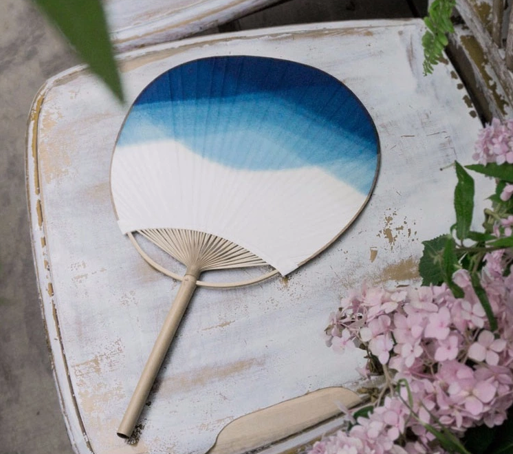 藍(lán)染家佳樂(lè)文學(xué)團(tuán)扇，古風(fēng)古典中式手工扇子