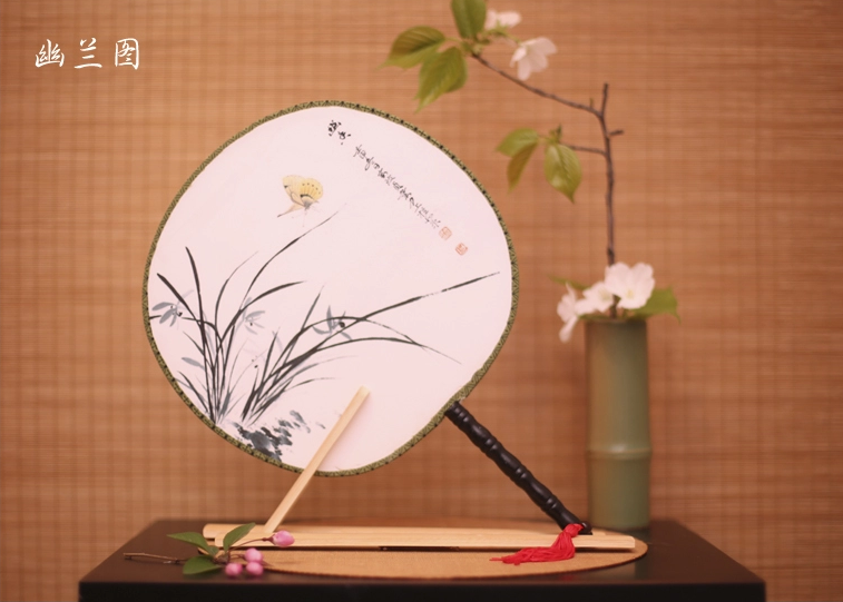 古風古畫圖案系列雙面團扇