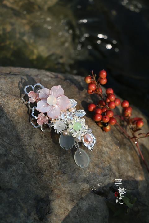 古典發(fā)簪漢服配飾古風銀色清新流蘇貝花頭飾