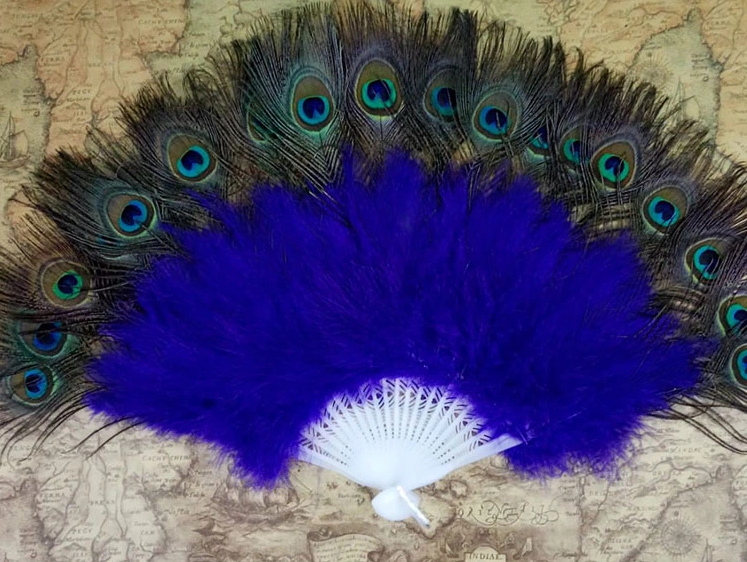 新古典孔雀羽毛折扇
