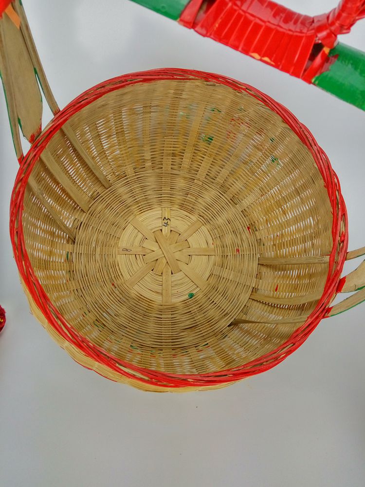 手工竹編竹籃，手繪彩繪禮品籃