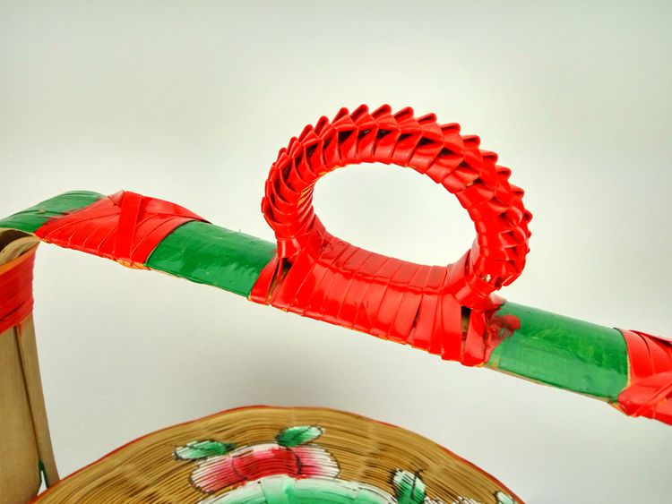 手工竹編竹籃，手繪彩繪禮品籃