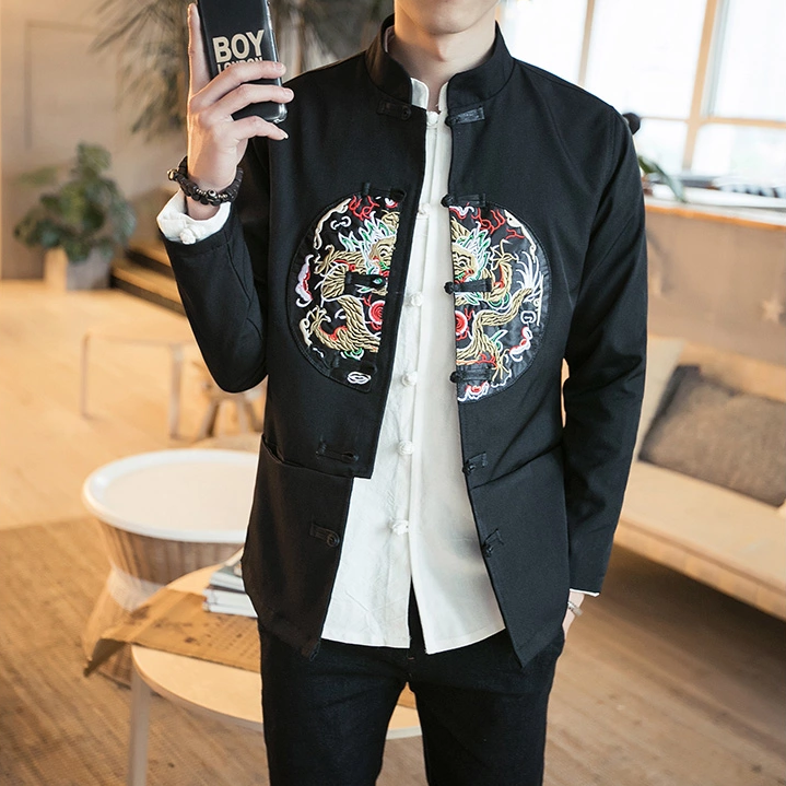 龍紋刺繡家佳樂文學唐裝