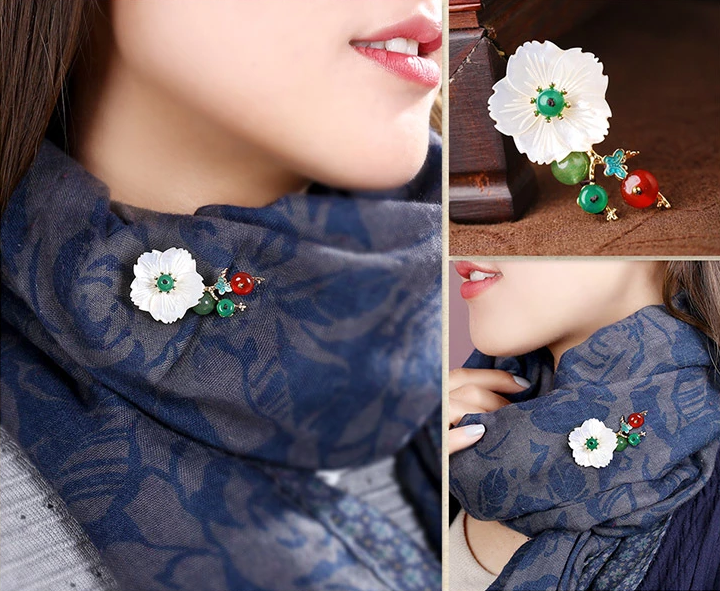 貝殼花胸針復(fù)古民族風(fēng)胸花配飾