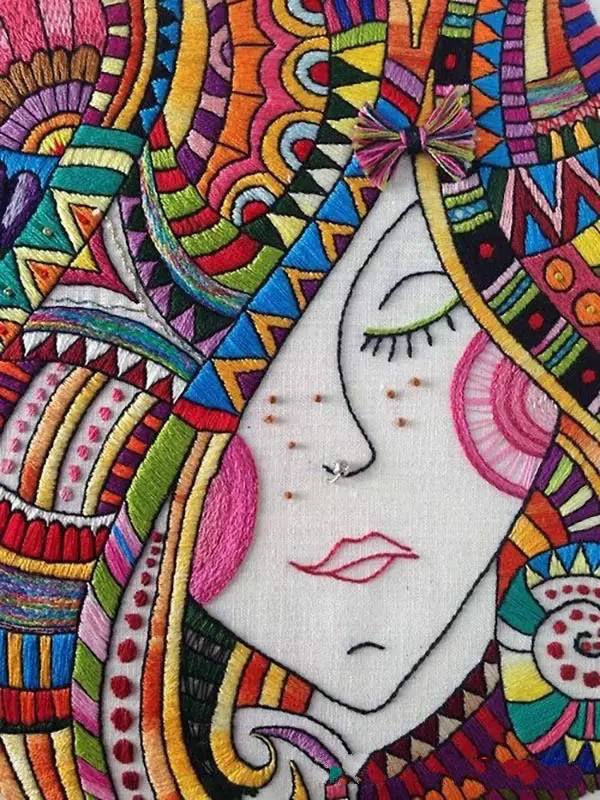 美的讓人無法呼吸，唯美刺繡圖案圖片