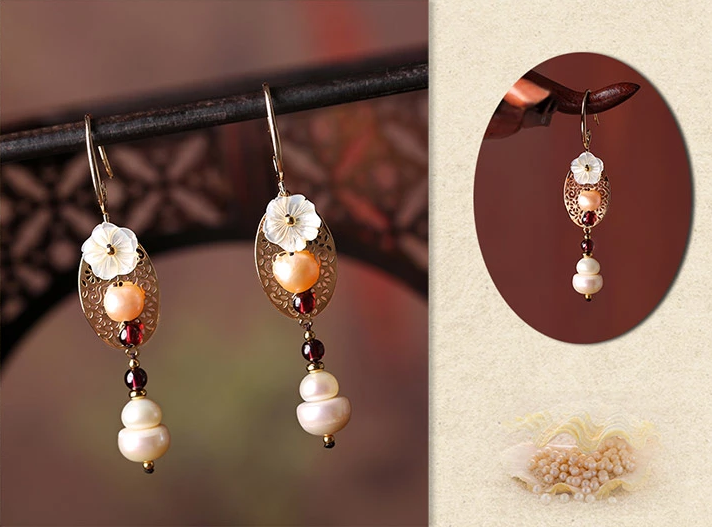 家佳樂文學(xué)手工耳環(huán)民族風(fēng)珍珠耳環(huán)