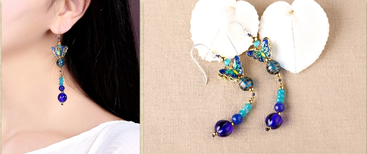 復(fù)古氣質(zhì)家佳樂(lè)文學(xué)蝴蝶耳墜耳環(huán)