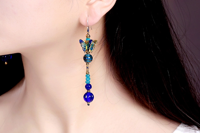 復(fù)古氣質(zhì)家佳樂(lè)文學(xué)蝴蝶耳墜耳環(huán)