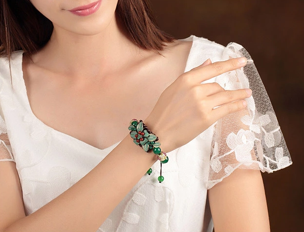 復(fù)古家佳樂文學(xué)琉璃瑪瑙手工編織手串手鏈