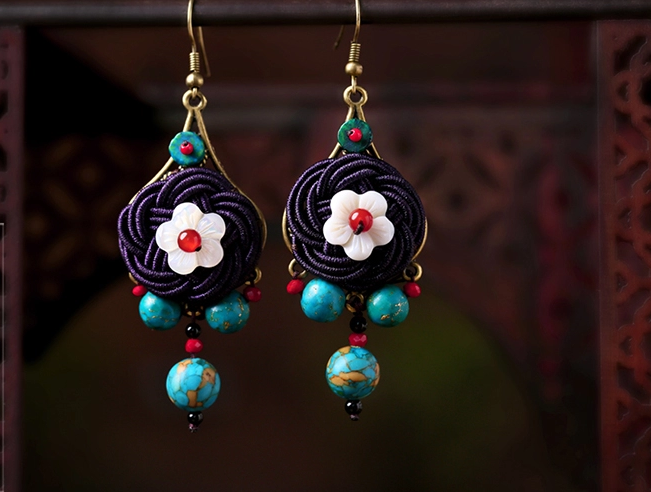 家佳樂(lè)文學(xué)手工耳環(huán)民族風(fēng)編織耳環(huán)