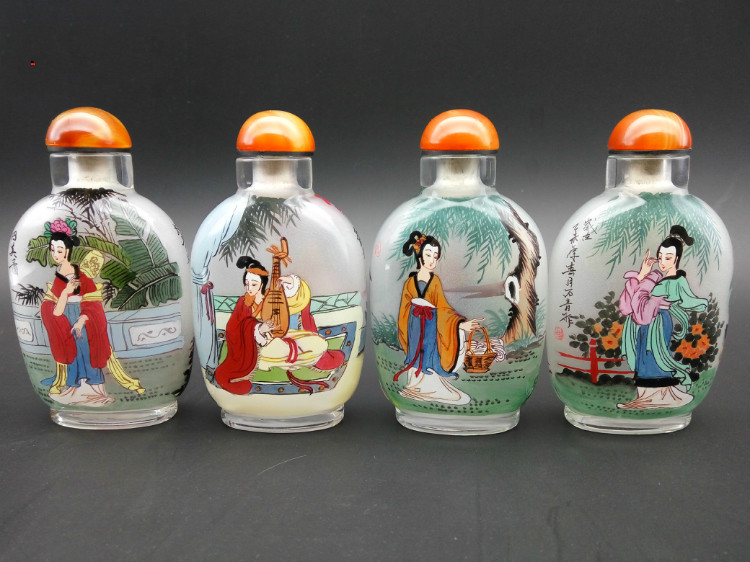 四大美女四件套純手工內(nèi)畫(huà)鼻煙壺