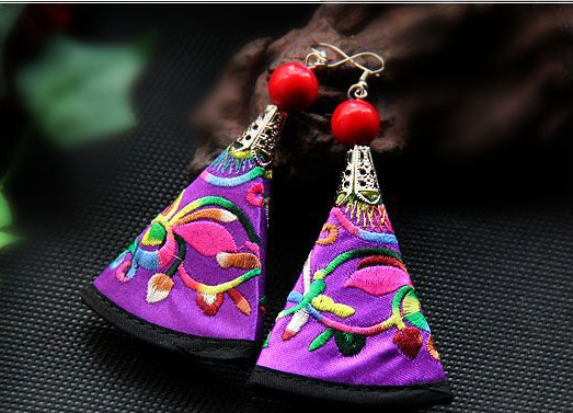 家佳樂文學手工繡花耳飾飾品