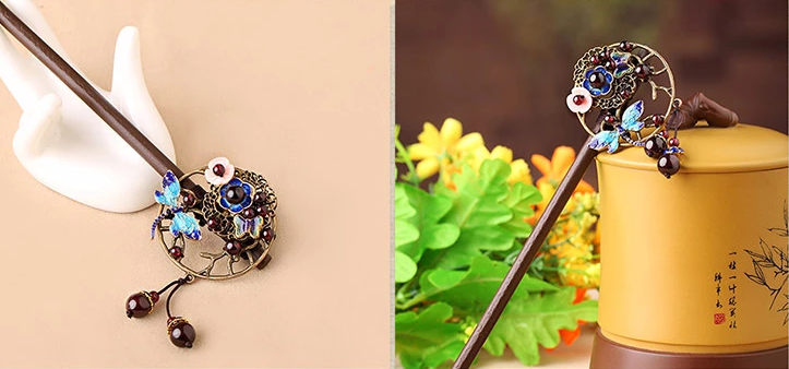 家佳樂文學(xué)石榴石古典木簪子頭飾