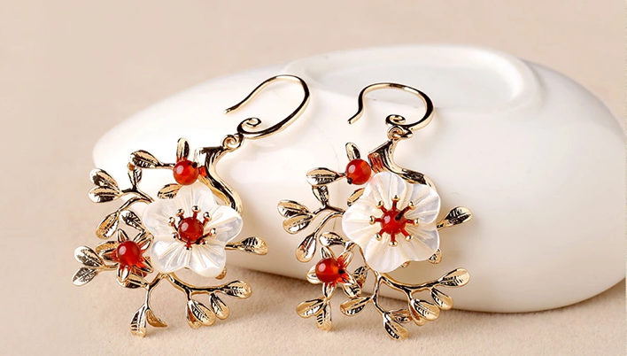 家佳樂文學(xué)復(fù)古氣質(zhì)花朵耳墜耳環(huán)飾品