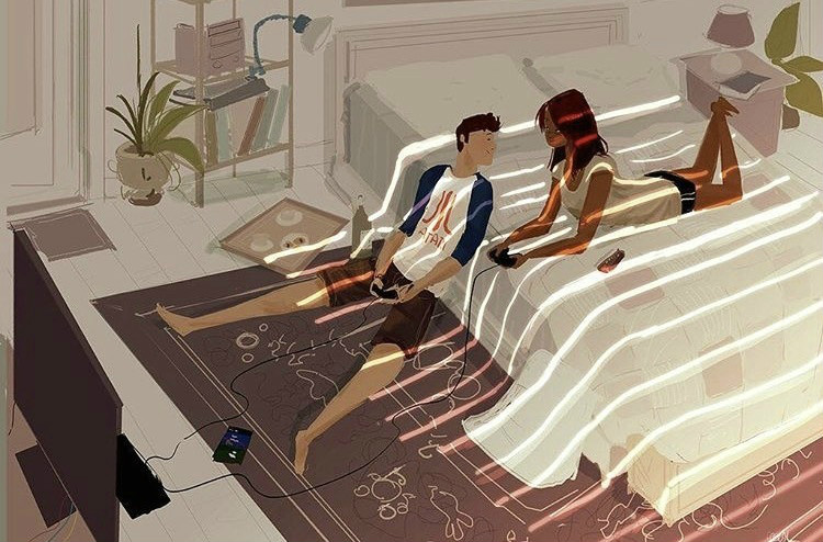 兩個(gè)人的時(shí)光，唯美插畫