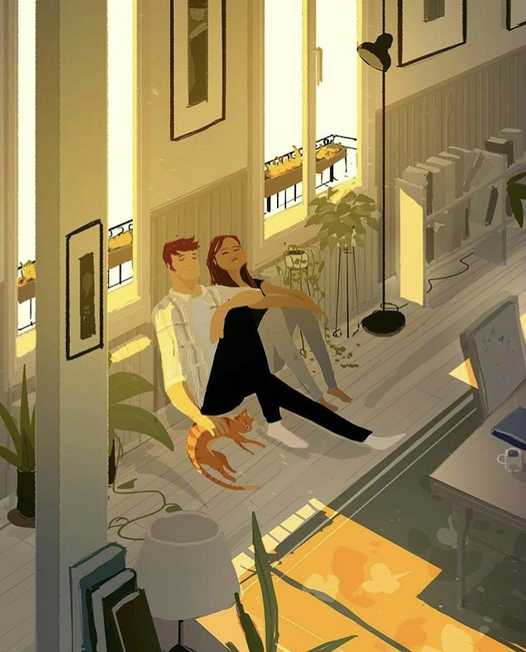 兩個人的時光，唯美插畫