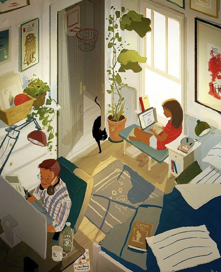 兩個人的時光，唯美插畫