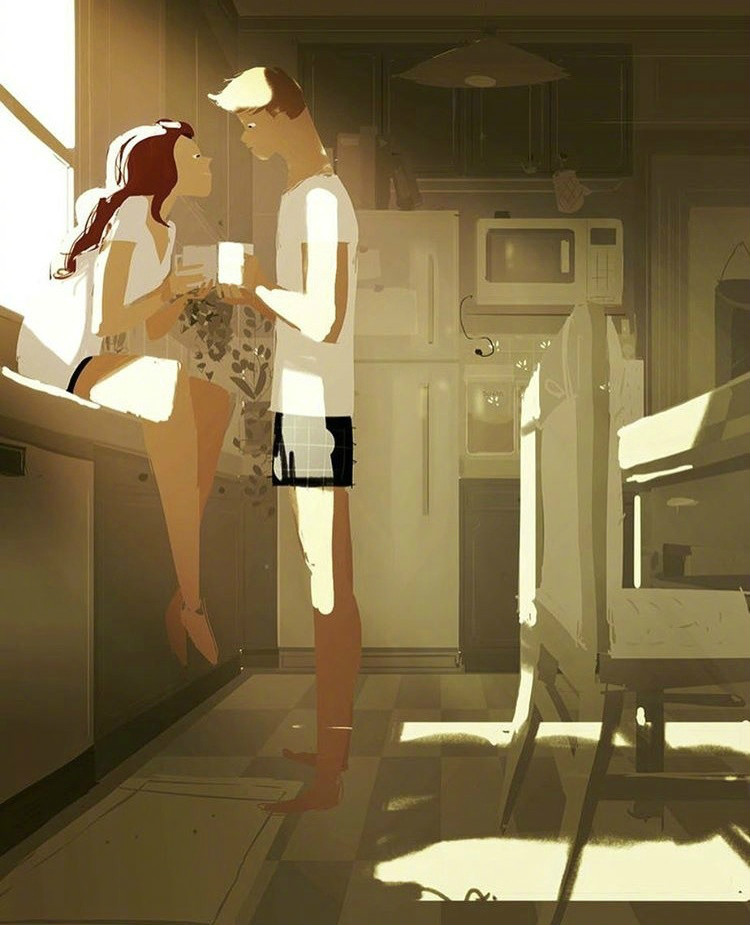 兩個人的時光，唯美插畫