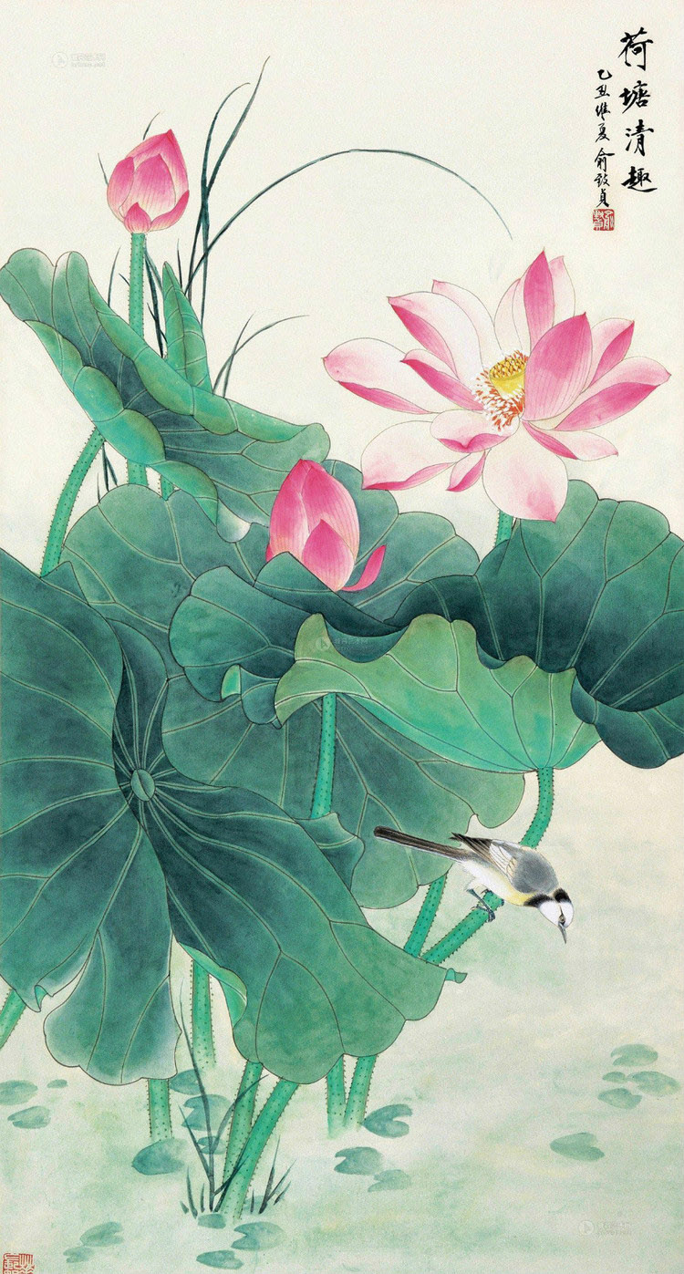 俞致貞國(guó)畫(huà)荷花作品