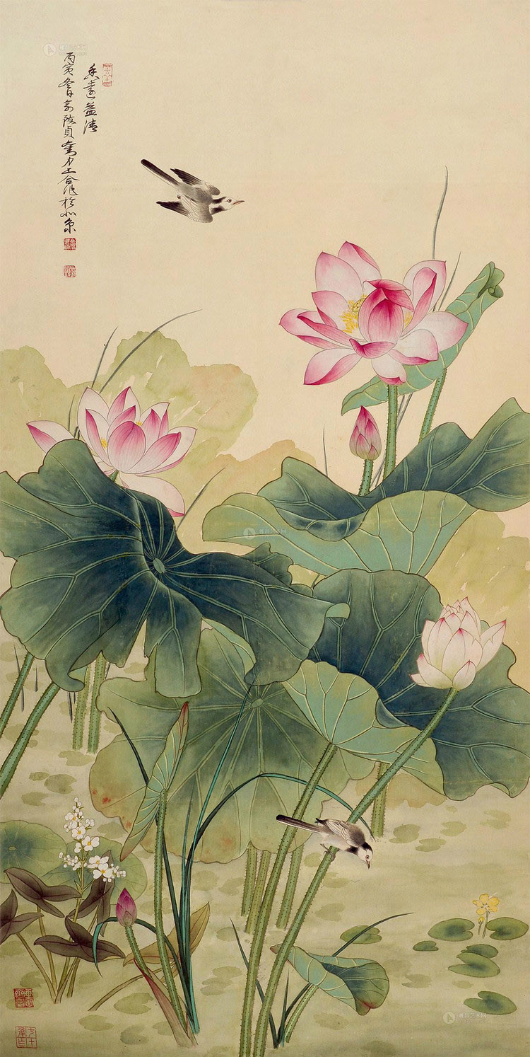 俞致貞國(guó)畫(huà)荷花作品