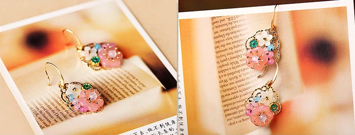 家佳樂(lè)文學(xué)甜美少女粉色花朵氣質(zhì)耳環(huán)