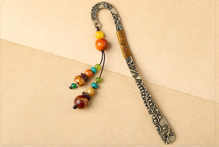 民族風古典復古金屬瑪瑙書簽