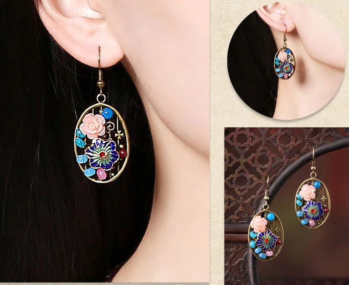 家佳樂文學(xué)金屬鏤空首飾橢圓形耳墜耳環(huán)