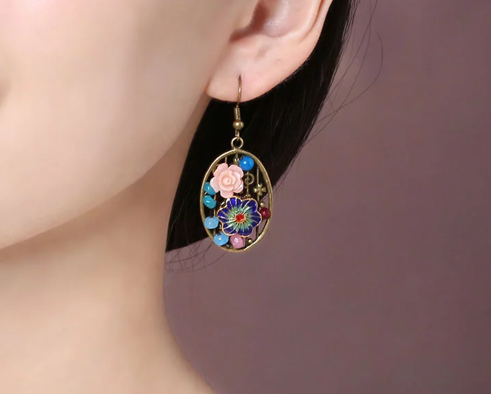 家佳樂文學(xué)金屬鏤空首飾橢圓形耳墜耳環(huán)