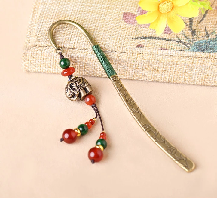 家佳樂文學(xué)復(fù)古小象古風(fēng)文藝流蘇書簽