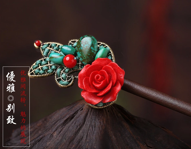 家佳樂文學(xué)古典盤發(fā)發(fā)飾玫瑰花新娘頭飾簪子