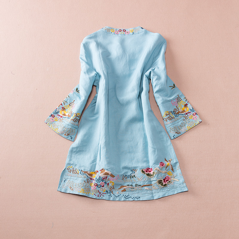 家佳樂文學(xué)亞麻刺繡復(fù)古唐裝圖片