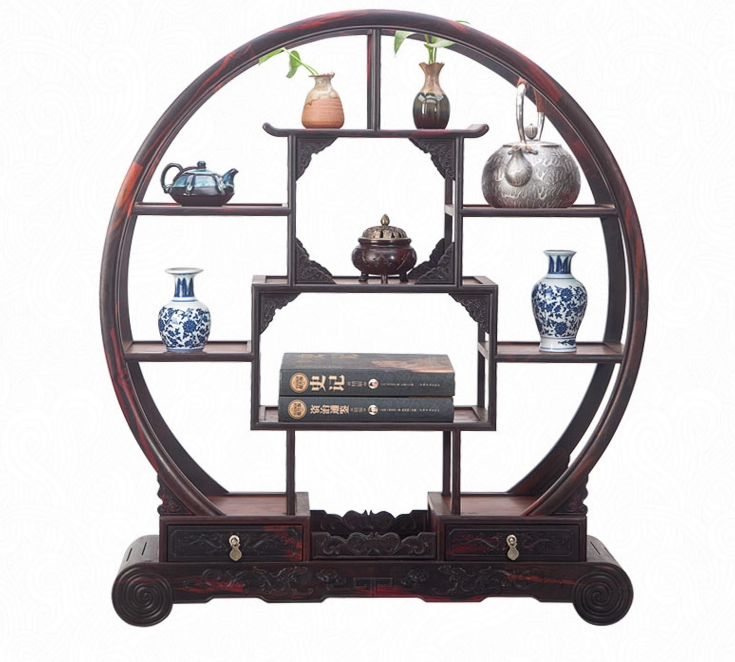 七款大紅酸枝博古架，實(shí)木中式仿古擺件