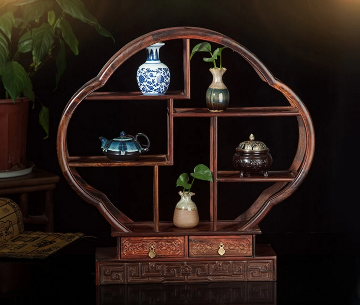 七款大紅酸枝博古架，實(shí)木中式仿古擺件