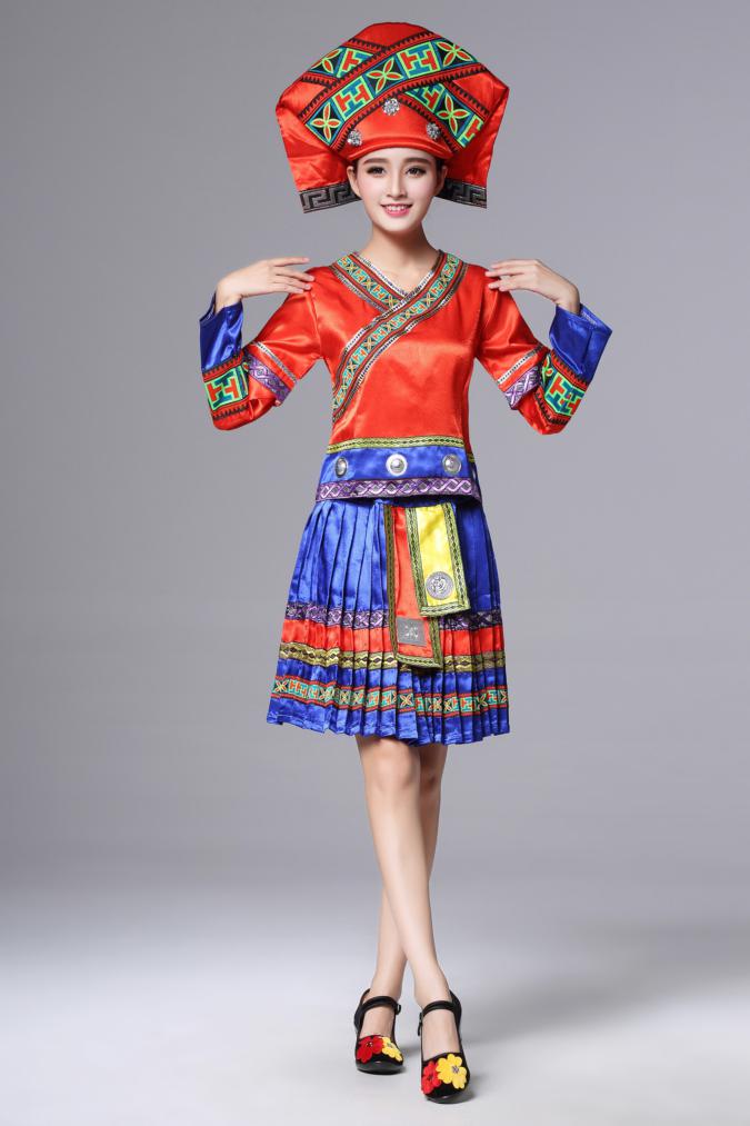 廣西壯族服裝土家族苗族，百褶裙少數(shù)民族服裝