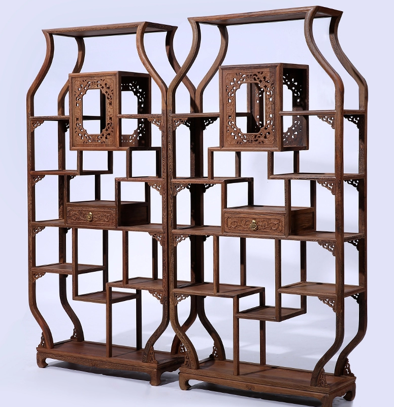 古典仿古中式紅木家具，中式實木雞翅木博古架