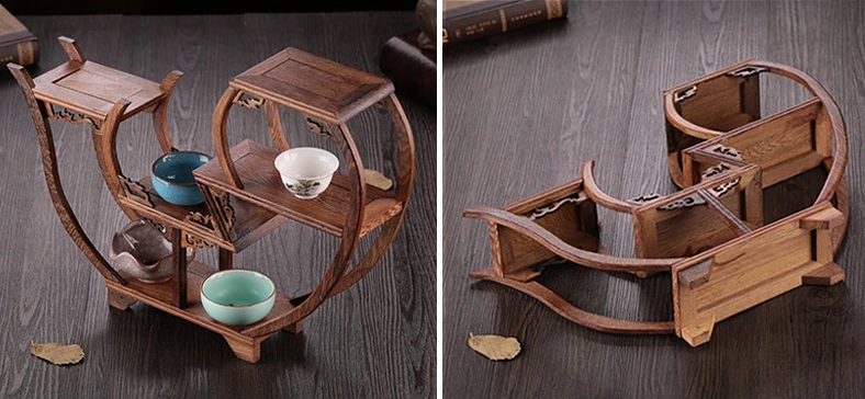 四款吉祥寓意中式實(shí)木雞翅木博古架