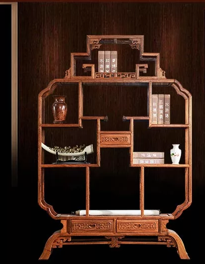 刺猬紫檀木置物架古董架，中式實(shí)木寶瓶博古架