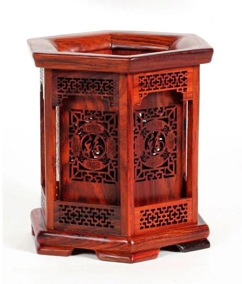 老撾大紅酸枝實(shí)木筆筒，紅木雕工藝品